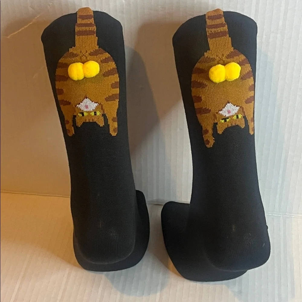 Cat Design Black Socks